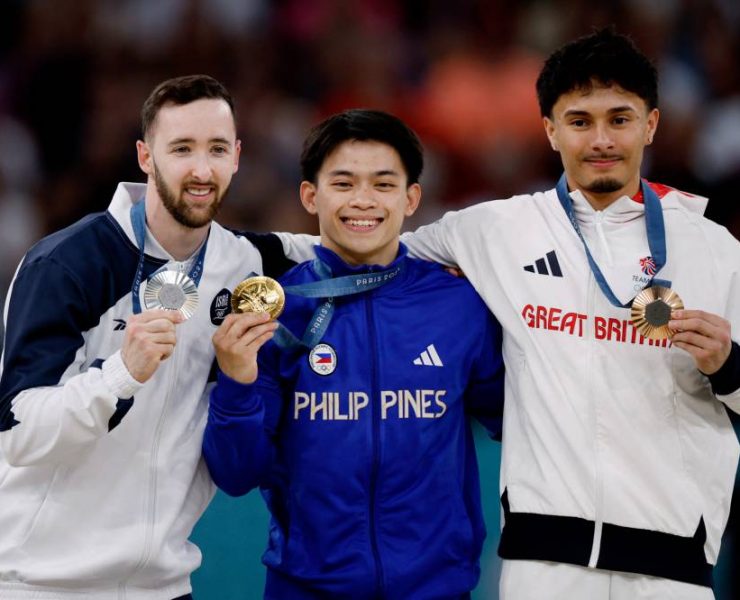 Paris 2024 Olympics - Artistic Gymnastics - Men's Floor Exercise Victory Ceremony - Bercy Arena, Paris, France - August 03, 2024.