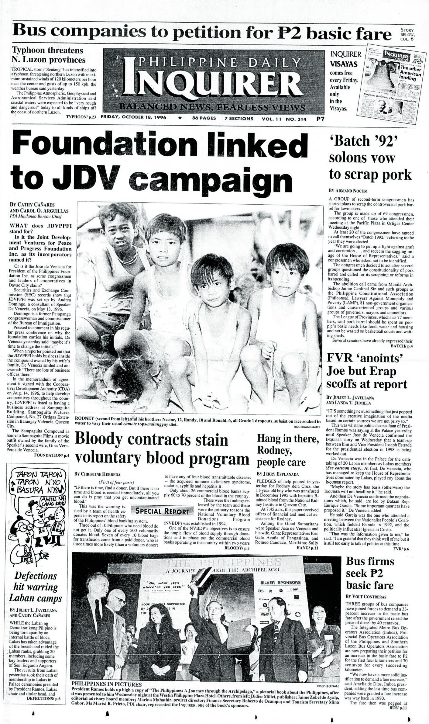 October 18, 1996: Foundation Linked To JDV Campaign - Philippine Daily ...